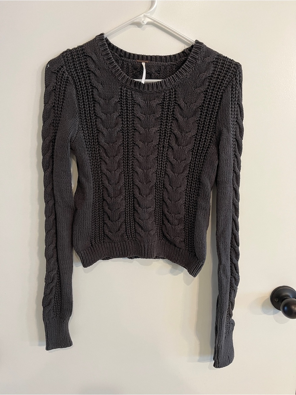 Women’s size small charcoal grey Free People cable knit sweater